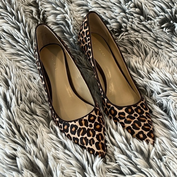 Ann Taylor Animal Leopard Print Dyed Calf Hair Heels Size 8.5 - Picture 2 of 6